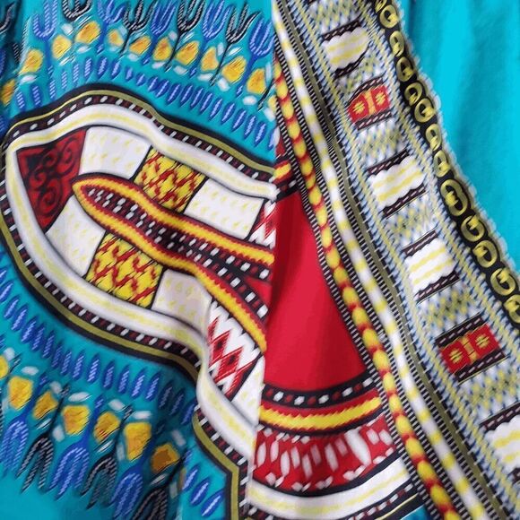 Mix Nouveau Skirt Womens Medium Green Polyester Dashiki Print Maxi Elastic Waist - Picture 6 of 10